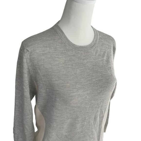 Maus & Hoffman Gray Cream Cashmere Silk 3/4 Sleeve Sweater Top L - Picture 3 of 11